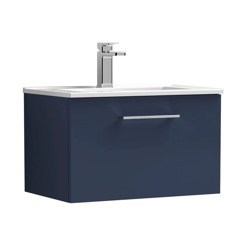 Nuie Arno 600mm Wall Hung 1-drawer Vanity & Basin 2 Contemporary Midnight Blue 377x600x390mm