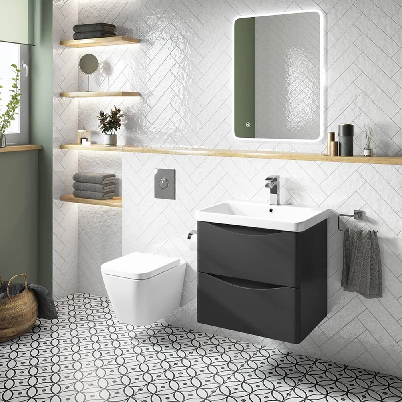 Happi 600mm Wall Hung Vanity Unit & Basin - Matt Anthracite