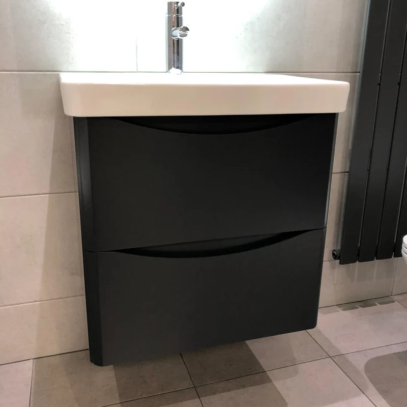 Happi 600mm Wall Hung Vanity Unit & Basin - Matt Anthracite