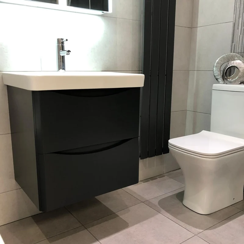 Happi 600mm Wall Hung Vanity Unit & Basin - Matt Anthracite