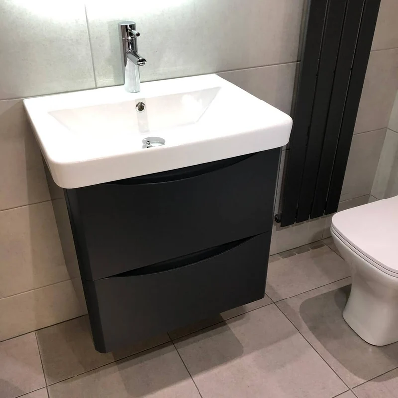 Happi 600mm Wall Hung Vanity Unit & Basin - Matt Anthracite