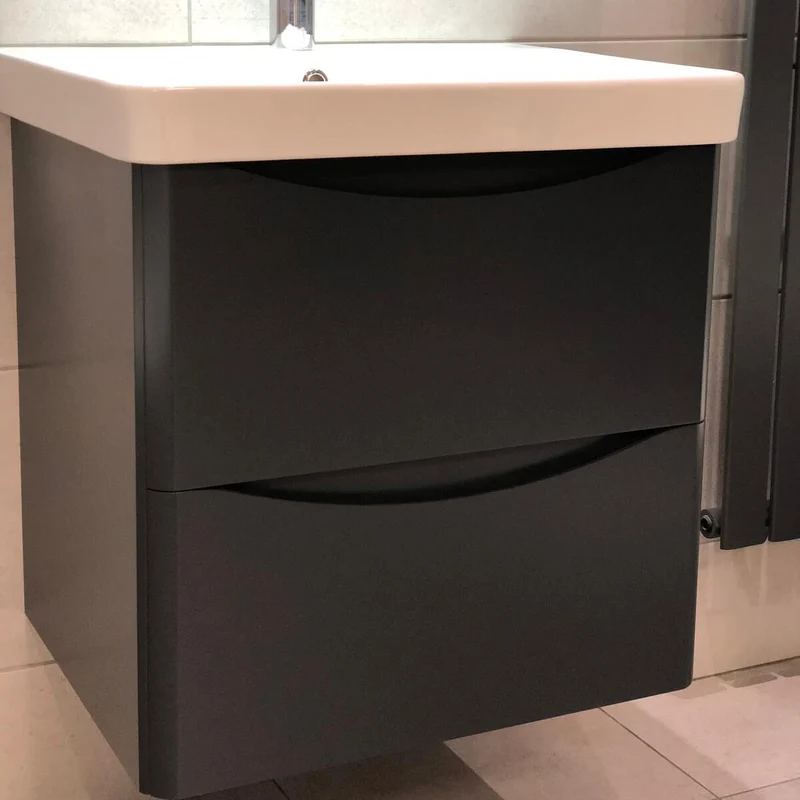 Happi 600mm Wall Hung Vanity Unit & Basin - Matt Anthracite