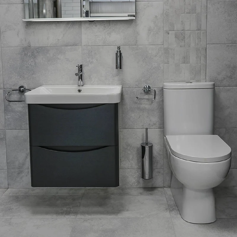 Happi 600mm Wall Hung Vanity Unit & Basin - Matt Anthracite