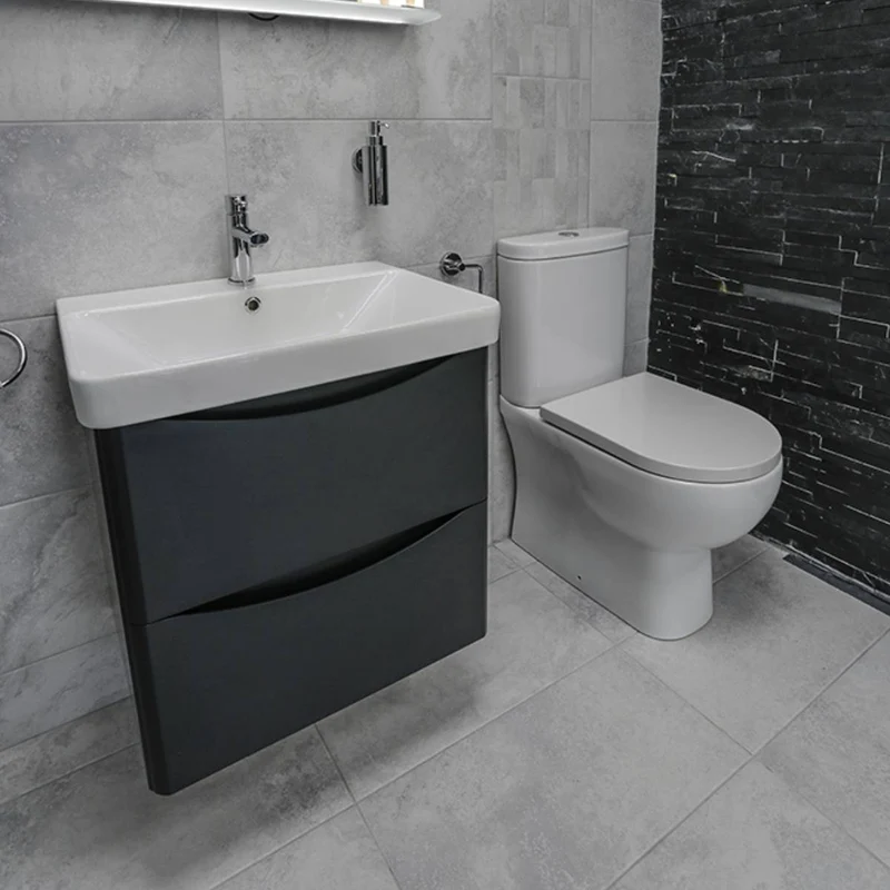 Happi 600mm Wall Hung Vanity Unit & Basin - Matt Anthracite