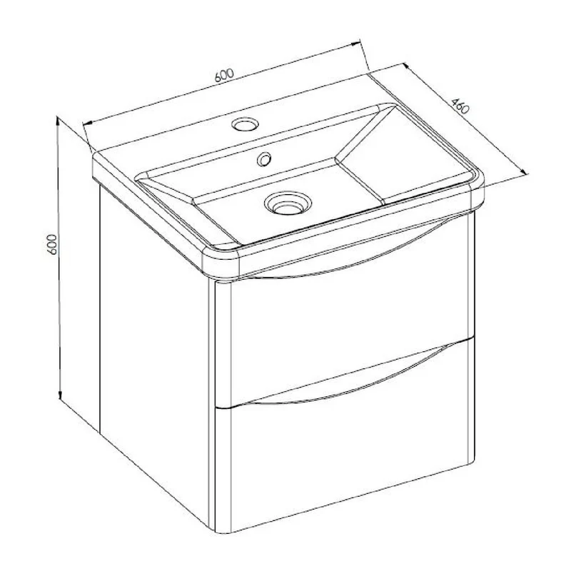 Happi 600mm Wall Hung Vanity Unit & Basin - Matt Anthracite