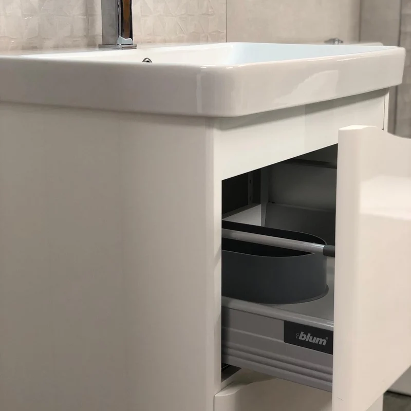 Happi 600mm Floor Standing Vanity Unit & Basin - Gloss White