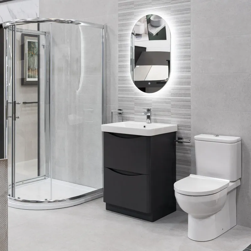 Happi 600mm Floor Standing Vanity Unit & Basin - Matt Anthracite