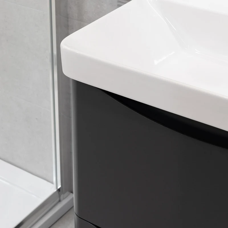 Happi 600mm Floor Standing Vanity Unit & Basin - Matt Anthracite