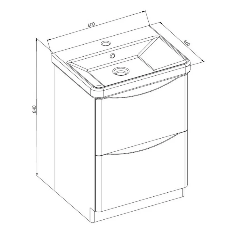 Happi 600mm Floor Standing Vanity Unit & Basin - Matt Anthracite