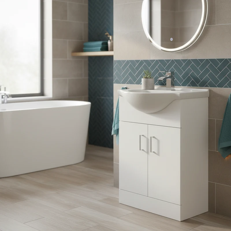 Nuie Mayford 550mm Floor Standing Vanity Unit & Basin - Gloss White