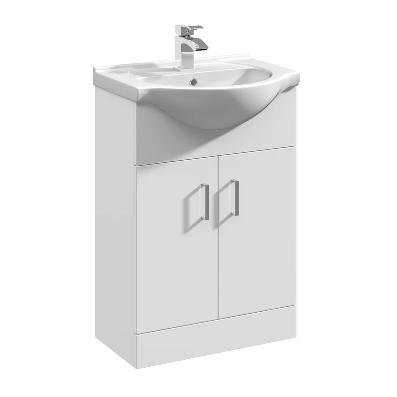 Nuie Mayford 550mm Floor Standing Vanity Unit & Basin - Gloss White