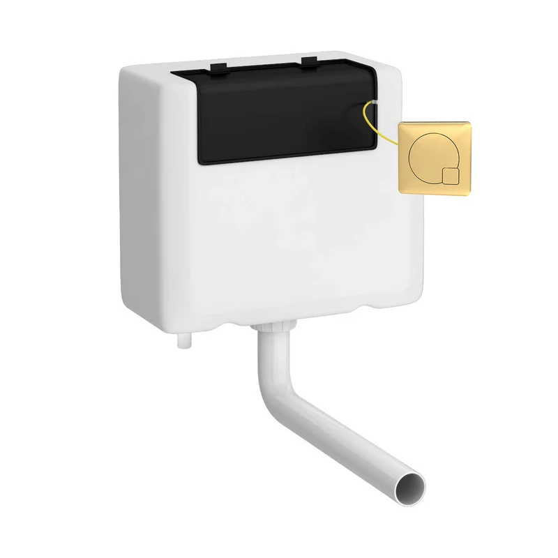 Universal Access Dual Flush Concealed Cistern With Brushed Brass Flush Button - Bottom Inlet