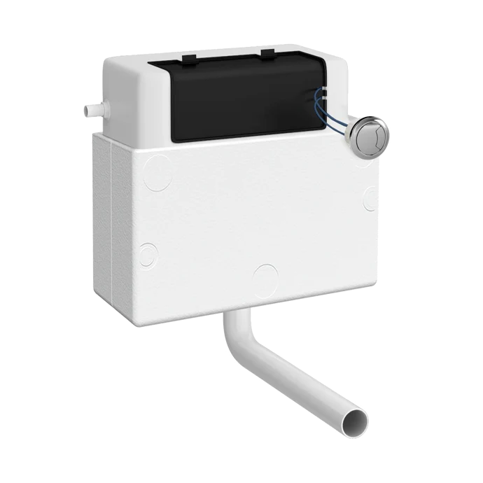 Dual Flush Universal Access Concealed Cistern With Pneumatic Fittings & Polystyrene Shroud - With Dual Flush Button