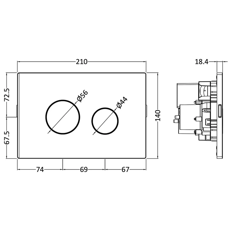 Nuie Dual Flush Plate For Pneumatic Flush - Matt White