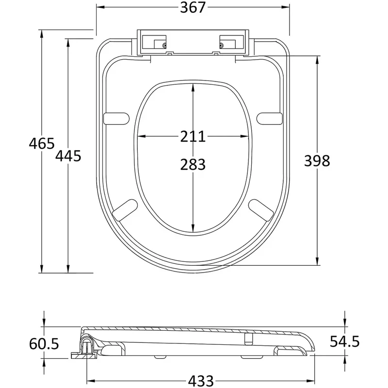 Nuie D Shape Soft Close Seat With Top Fixing