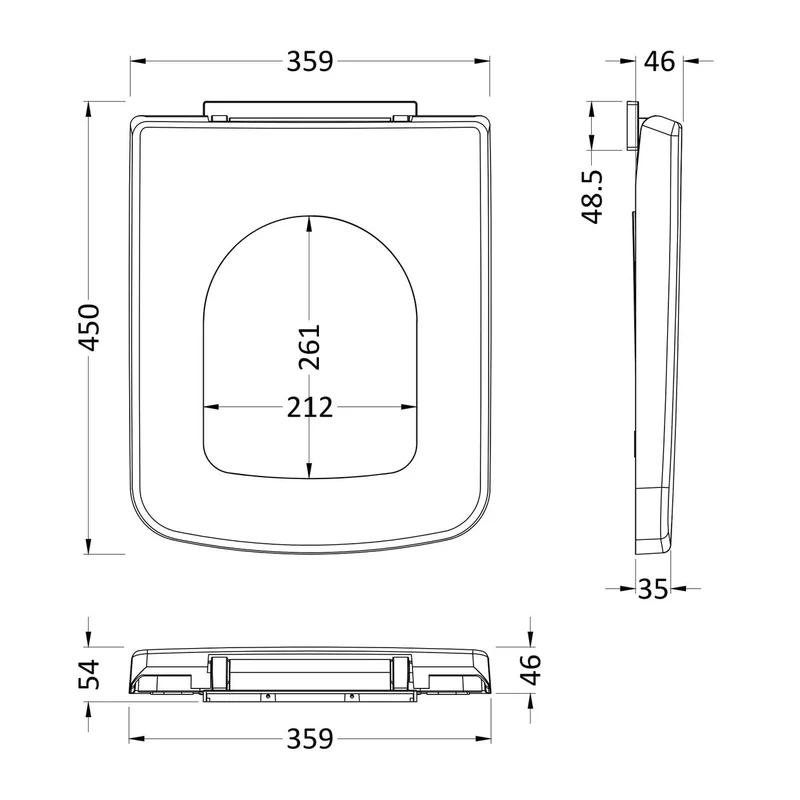 Nuie Square Soft Close Seat With Top Fixing