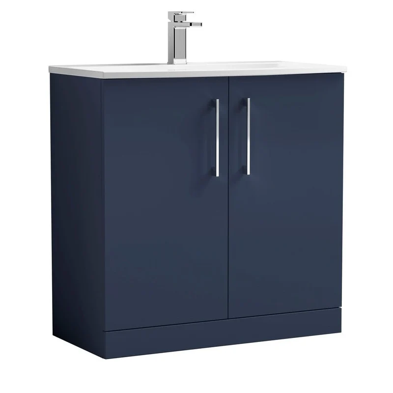 Nuie Arno 800mm Floor Standing 2-door Vanity & Basin 4 Contemporary Midnight Blue MFC 830x810x440mm