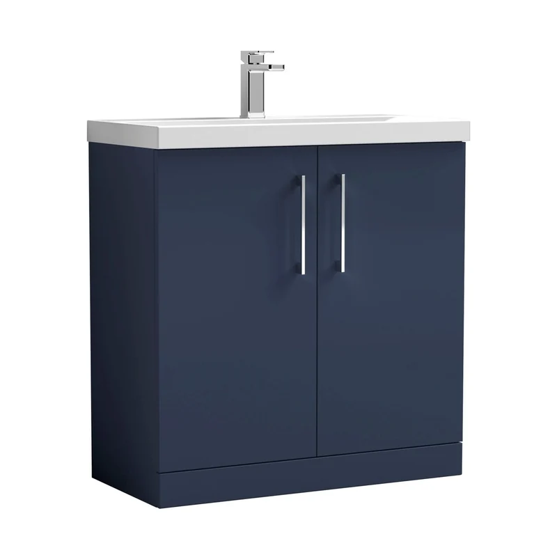 Nuie Arno 800mm Floor Standing 2-door Vanity & Basin 3 Contemporary Midnight Blue MFC 850x810x395mm