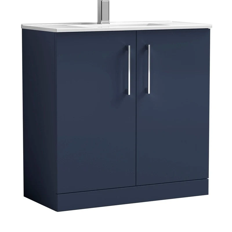 Nuie Arno 800mm Floor Standing 2-door Vanity & Basin 2 Contemporary Midnight Blue MFC 818x800x390mm