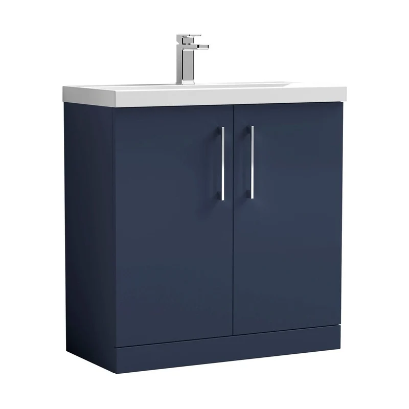 Nuie Arno 800mm Floor Standing 2-door Vanity & Basin 1 Contemporary Midnight Blue MFC 840x810x390mm