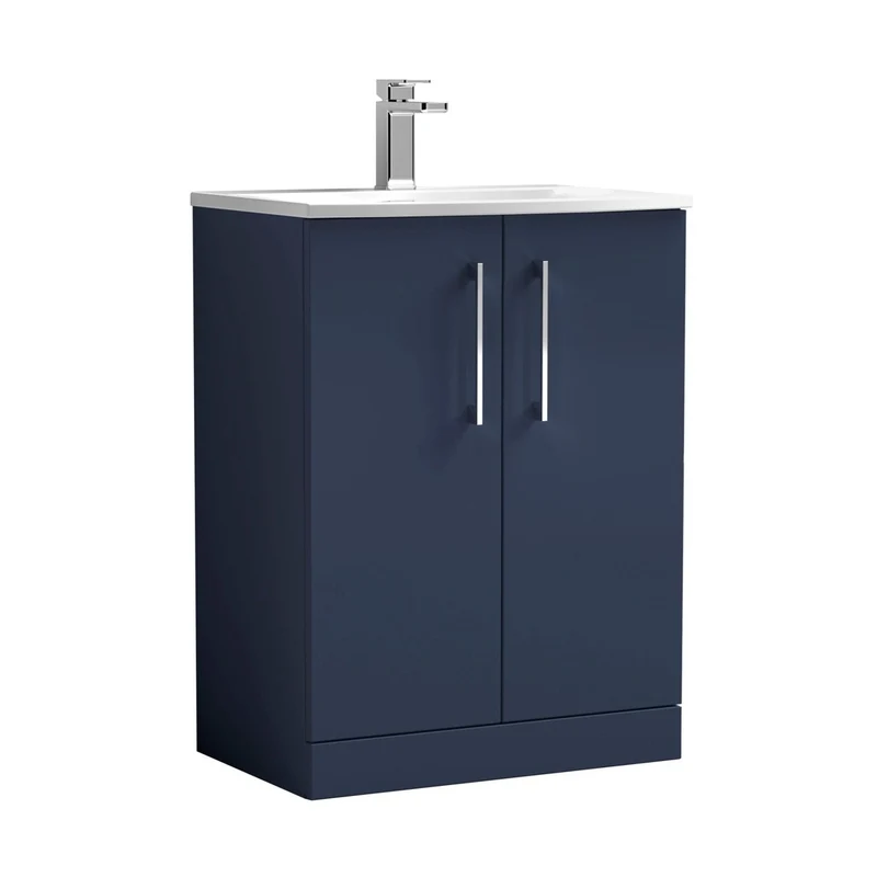 Nuie Arno 600mm Floor Standing 2-door Vanity & Basin 4 Contemporary Midnight Blue MFC 830x610x440mm