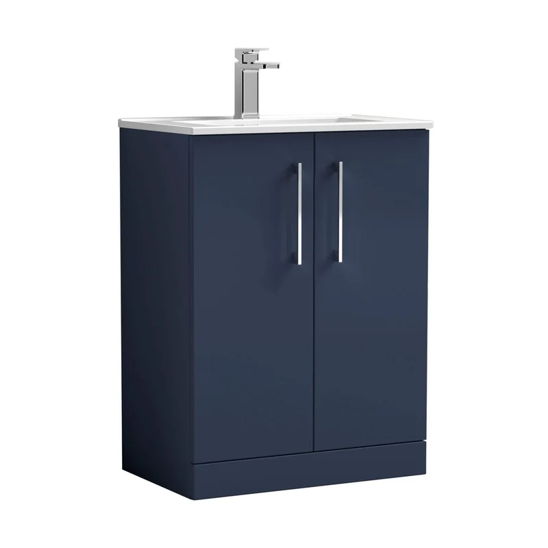 Nuie Arno 600mm Floor Standing 2-door Vanity & Basin 2 Contemporary Midnight Blue MFC 818x600x390mm