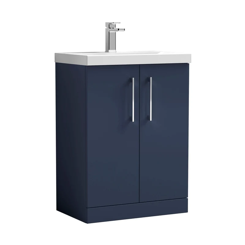 Nuie Arno 600mm Floor Standing 2-door Vanity & Basin 1 Contemporary Midnight Blue MFC 840x610x390mm