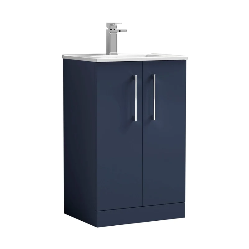 Nuie Arno 500mm Floor Standing 2 Door Vanity & Basin 2 Contemporary Midnight Blue MFC 818x500x390mm