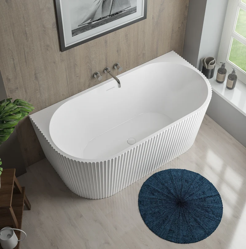 Caversham 1500mm D Shaped Bath Inc Waste - White