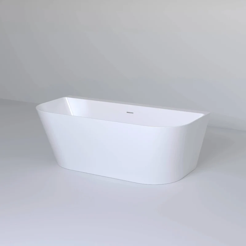 Viktor Benson Athens 1700 x 800 Back to Wall Freestanding Bath - Slim Overflow & White Waste