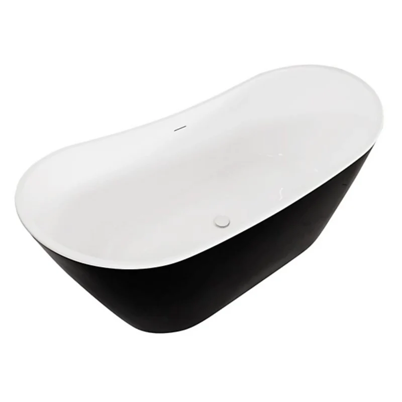 Viktor Benson Taha 1500mm Freestanding Bath - Black with White Waste