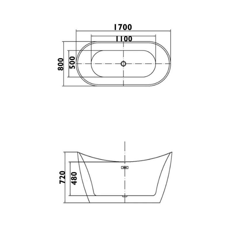 Viktor Benson Taha Freestanding Bath 1700 x 800 x 720mm with Air Jets