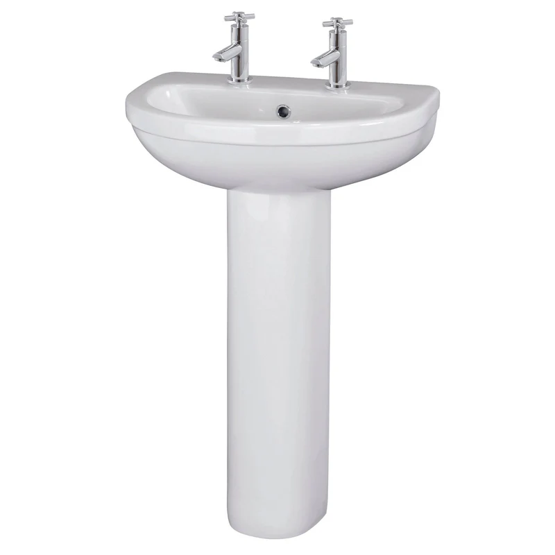 Nuie Ivo 550 x 445mm Basin With 2 Tap Hole & Pedestal