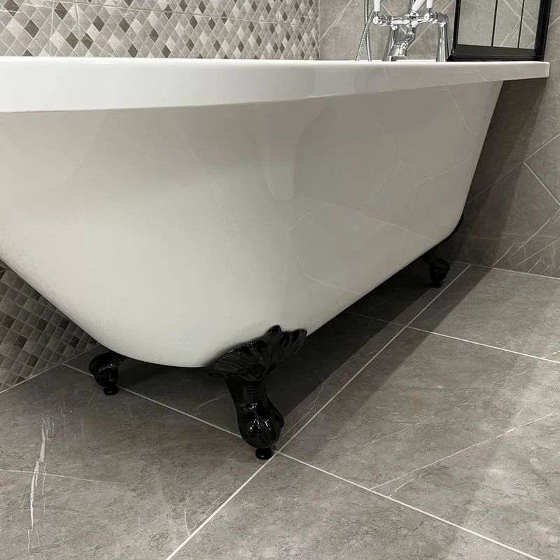 Balmoral 1700mm Freestanding Right Hand Shower Bath with Black Claw & Ball Feet
