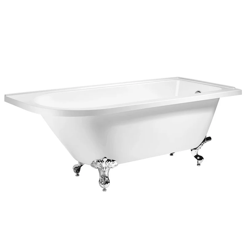 Balmoral 1700mm Freestanding Right Hand Shower Bath with Black Claw & Ball Feet