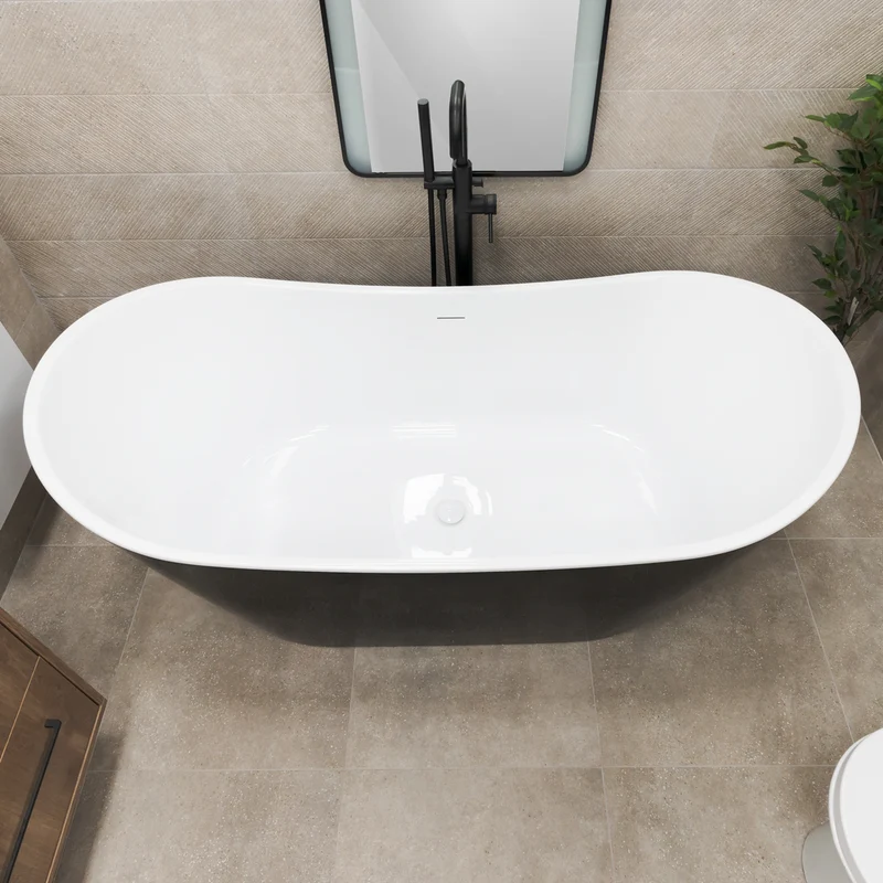 Viktor Benson Taha 1700 x 800 Freestanding Double Ended Slipper Bath - Black