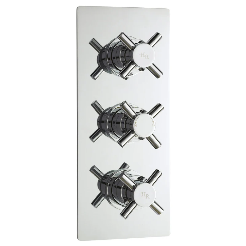Hudson Reed Tec Cross 3 Outlet Triple Handle Concealed Thermostatic Shower Valve - Chrome