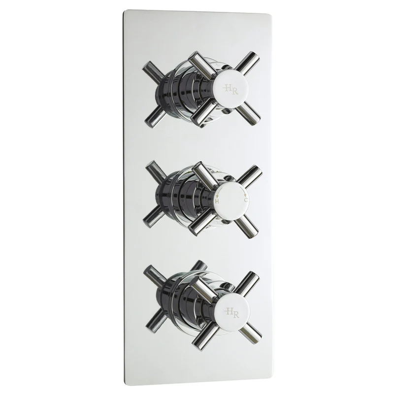 Hudson Reed Tec Cross 2 Outlet Triple Handle Concealed Thermostatic Shower Valve - Chrome