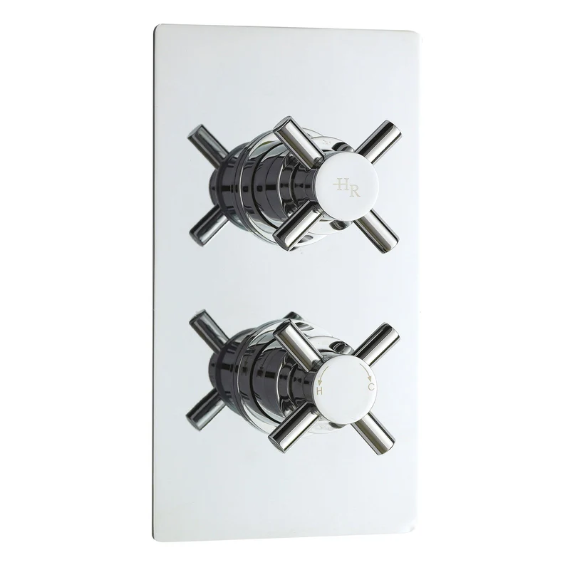 Hudson Reed Tec Cross 2 Outlet Twin Handle Concealed Thermostatic Shower Valve - Chrome