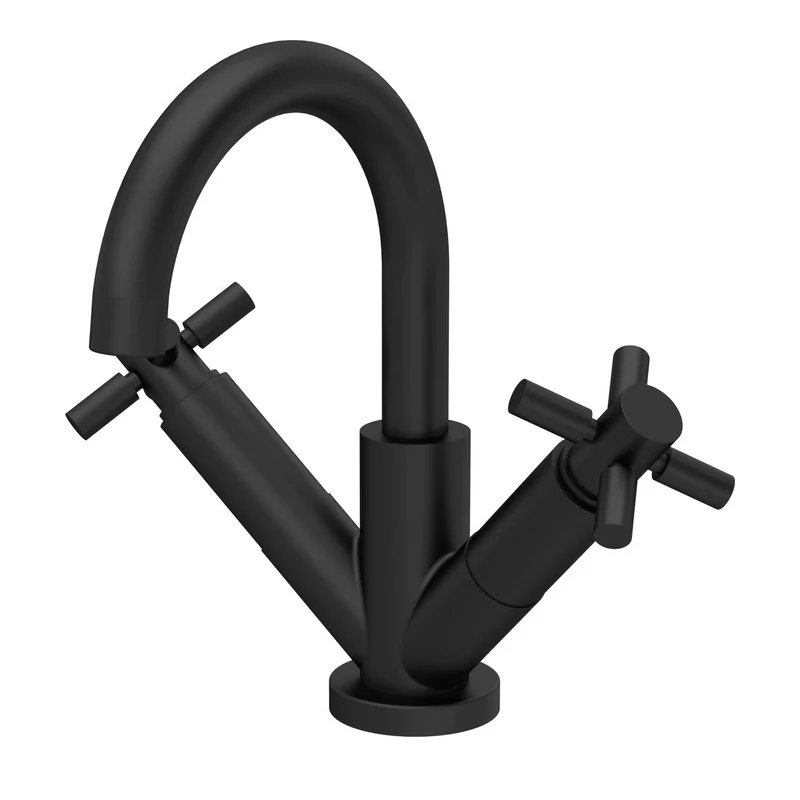 Hudson Reed Tec Cross Mono Basin Mixer With Waste - Matt Black