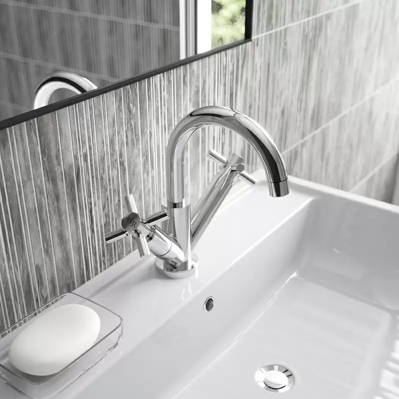 Hudson Reed Tec Cross Mono Basin Mixer With Waste - Chrome