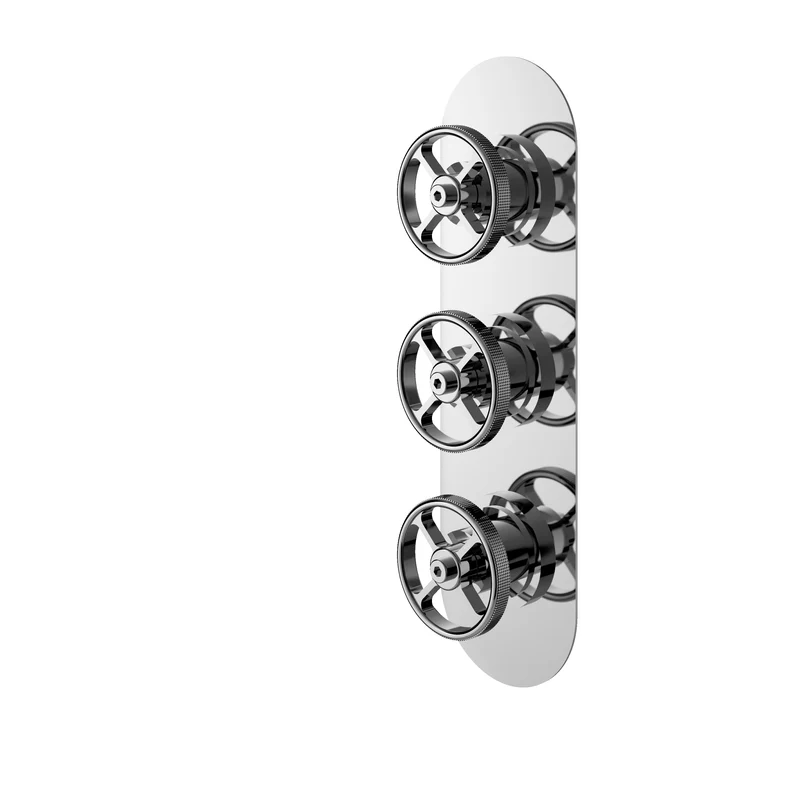 Hudson Reed Revolution 3 Outlet Triple Handle Concealed Thermostatic Shower Valve - Chrome