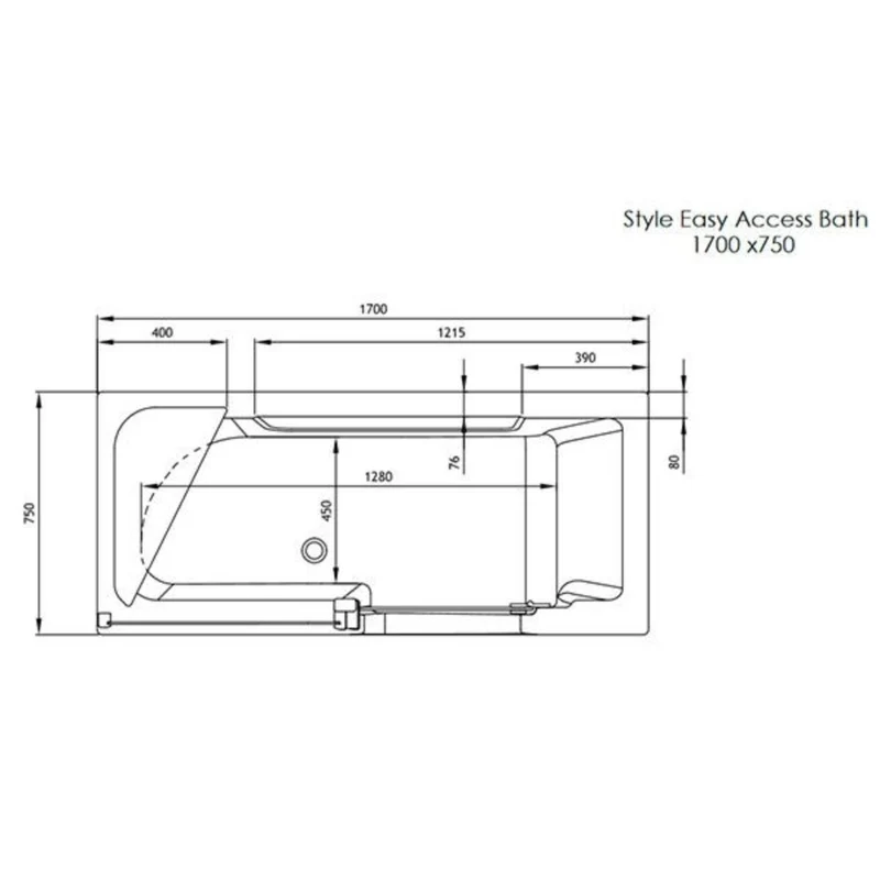 Bathe Easy Style Easy Access 1700mm Shower Bath, Screen & Panels - Left Hand
