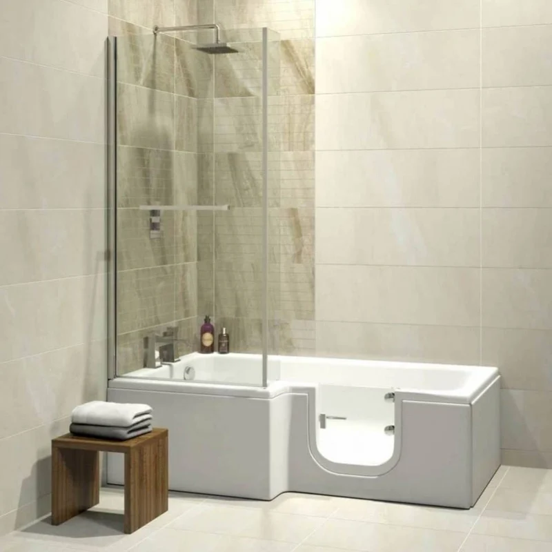 Bathe Easy Solarna Easy Access 1700mm L-Shape Bath, Screen & Panels - Right Hand