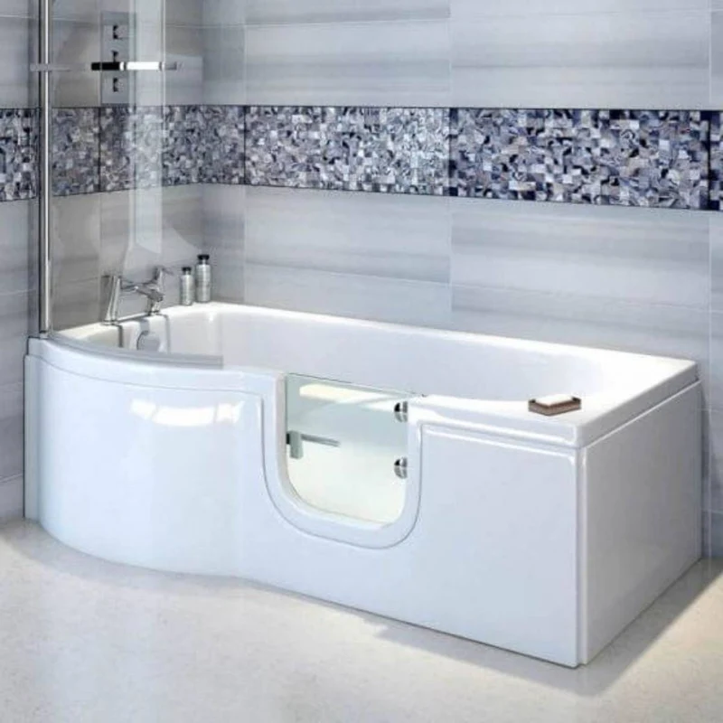 Bathe Easy Concert Easy Access 1675mm P-Shape Shower Bath, Screen & Panels - Right Hand