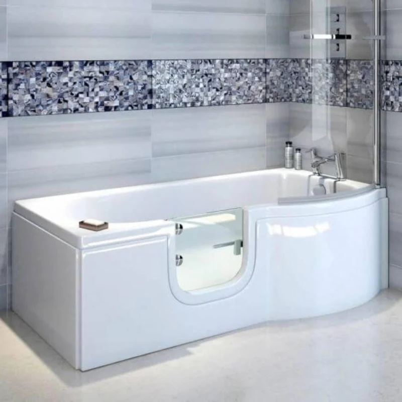 Bathe Easy Concert Easy Access 1675mm P-Shape Shower Bath, Screen & Panels - Left Hand