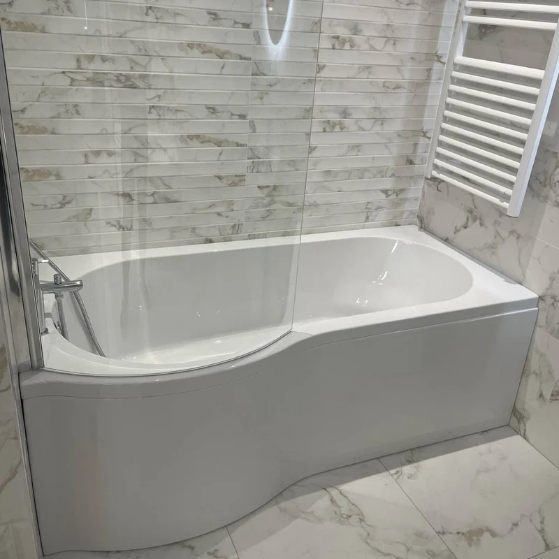 Ari 1700 x 700mm P-Shape Shower Bath, Panel & Screen - Left Hand
