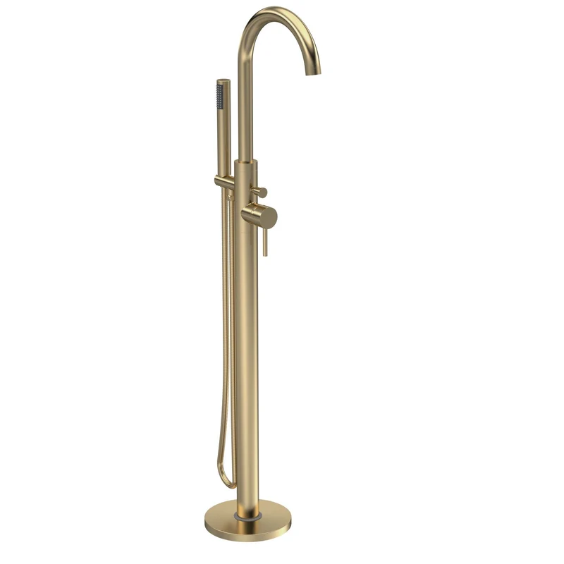 Hudson Reed Tec Lever Single Lever Floor Standing Bath Shower Mixer - Brushed Brass