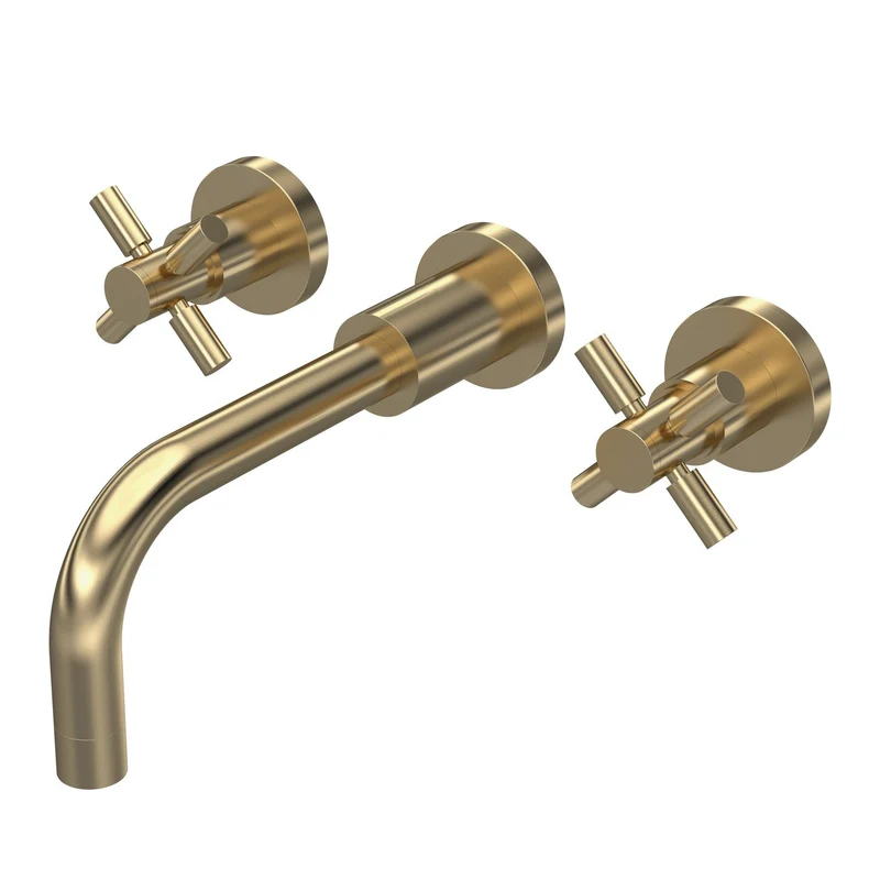 Hudson Reed Tec Cross Wall Mounted Basin Mixer - Brushed Brass
