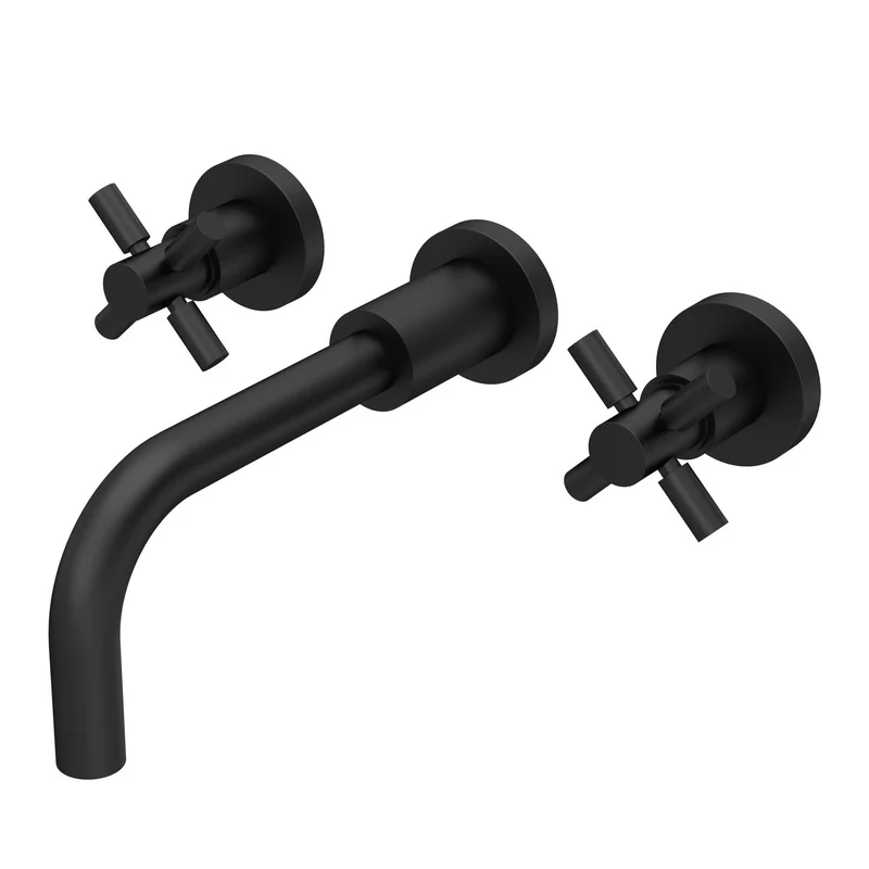 Hudson Reed Tec Cross Wall Mounted Basin Mixer - Matt Black